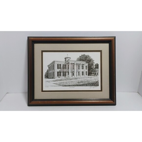 JERRY MILLER SAM HOUSTON STATE U AUSTIN HALL FRAMED MATTED & SIGNED ART PRINT - Picture 1 of 7